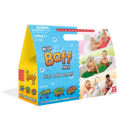 Zimpli Kids Mega Baff Bath Pack: Green Slime Baff (2 Use), Orange Slime Baff (2 Use), Red Gelli Baff (2 Use), Crackle Baff (6 Use)