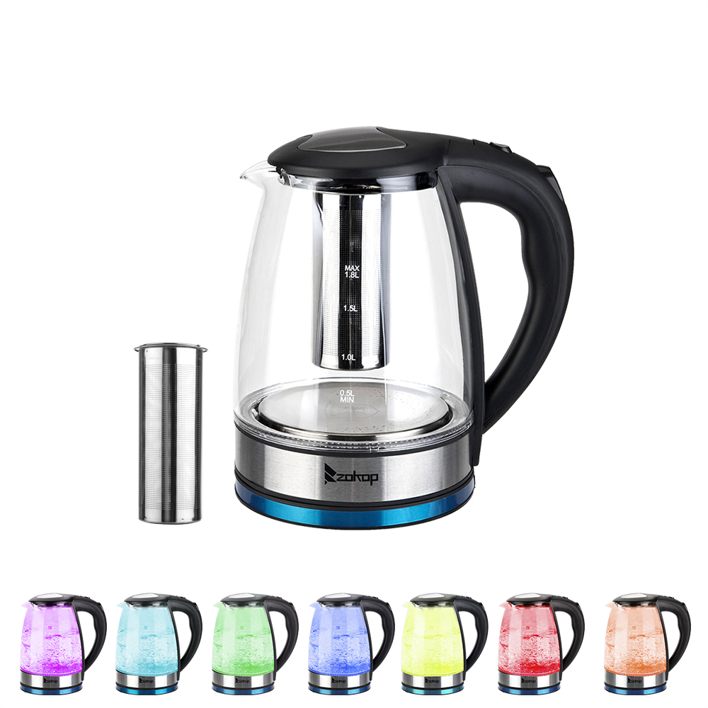 Zimtown 1.8L Electric Kettle Glass Kettle with Removable Tea Infuser, Fast Boiling, Colorful - image 1 of 7
