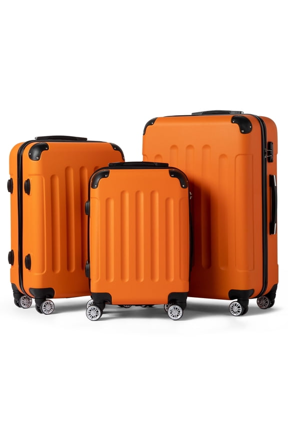 1 x 20 inch 3-Piece Nested Spinner Suitcase Luggage Set, Orange