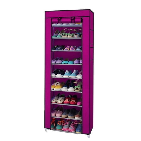 Zimtown 10 Tier Shoe Rack Shelf Storage Closet Organizer Cabinet w/Cover Rose