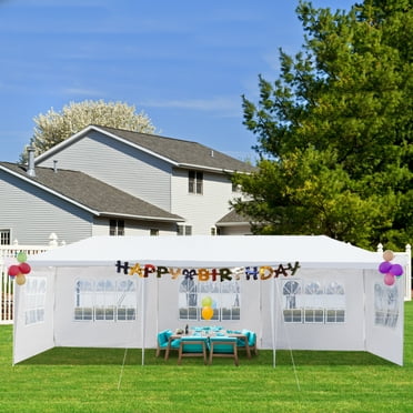 Zimtown 10' X 30' Canopy Tent with 5 Side Walls Party Tent for Party Wedding Camping and BBQ White