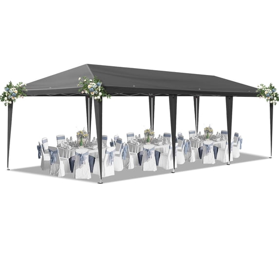Zimtown 10'X30' Canopy Pop up Wedding Party Tent Foldable Gazebo No Sidewalls Canopy Gray