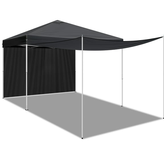 Zimtown 10' x 10' Pop Up Canopy Tent Folding Tent Gazebo Instant Shelter W/ Two Sidewall and Carry Bag,Black,Sidewall Expandable to 10'x20' or 10'x30'