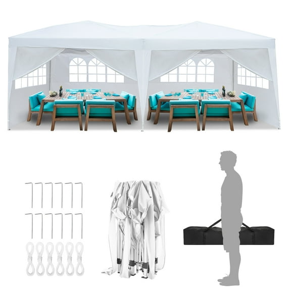 Zimtown 10'x 20' Outdoor Ez Pop Up Party Tent Wedding Gazebo Canopy Marquee 6 Walls