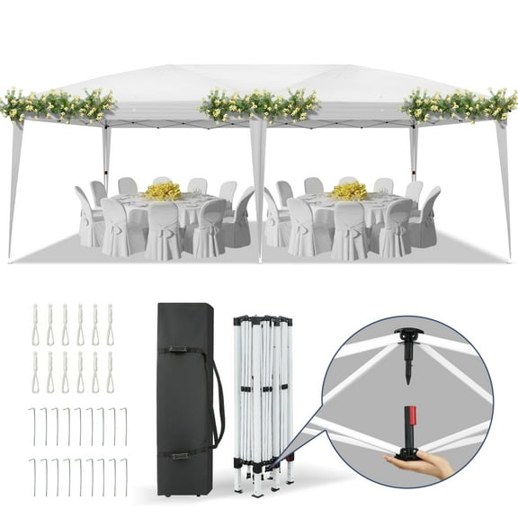 Zimtown 10'x 20' Pop Up Party Tent One Push Setup Gazebo Outdoor Sun Shade for Events,Wedding Canopy