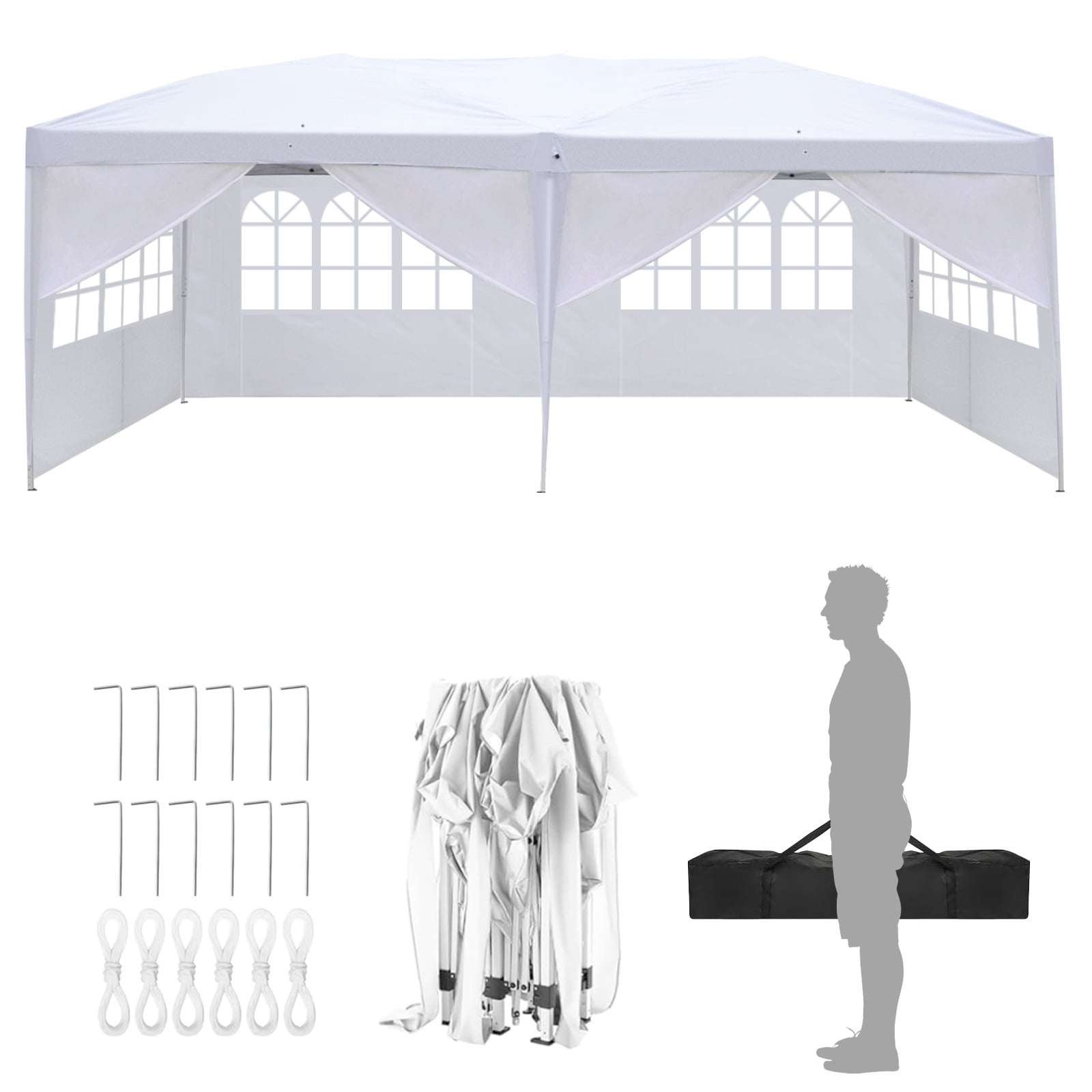 Zimtown 10'x 20' Pop Up Party Tent Wedding Gazebo Canopy 6 Walls