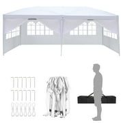 Zimtown 10 x 20 White Pop Up Upgraded Frame Outdoor Canopy, Adjustable Height