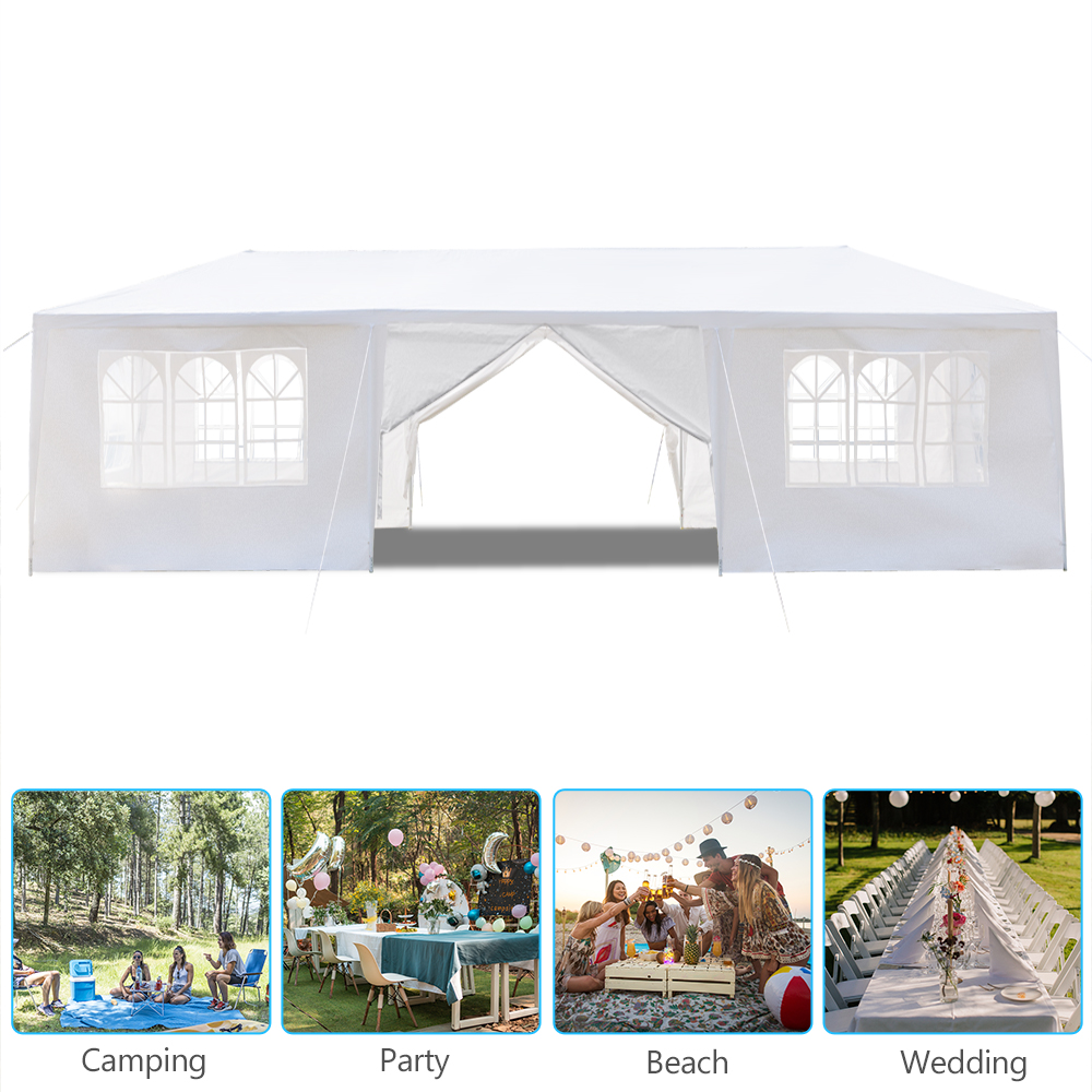Zimtown 10'x 30' Canopy Tent  Gazebo Patio Outdoor Party Wedding Tent with 8 Sidewalls White - image 1 of 10