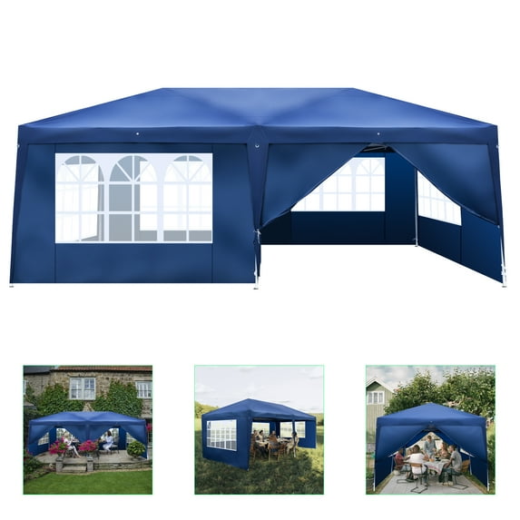 Zimtown 10'x20' Ez Pop up Backyard Canopy Heavy Duty Blue W/6 Sides