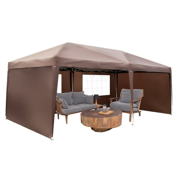 Zimtown 10'x20' Ez Pop up Wedding Party Tent 4 Sides Coffee