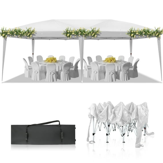 Zimtown 10'x20' Pop Up Wedding Party Tent Folding Gazebo Beach Canopy W/ Carry Bag-White