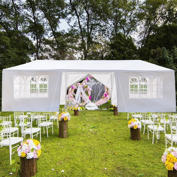 Zimtown 10'x30' Canopy Party Wedding Tent Event Tent Outdoor Gazebo White 8 Sidewalls