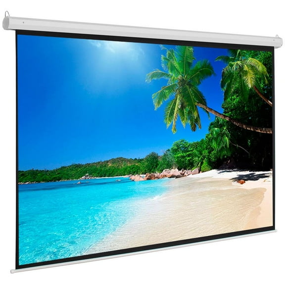Zimtown 100" Home Movie Manual Projection Screen Pull Down Projector White