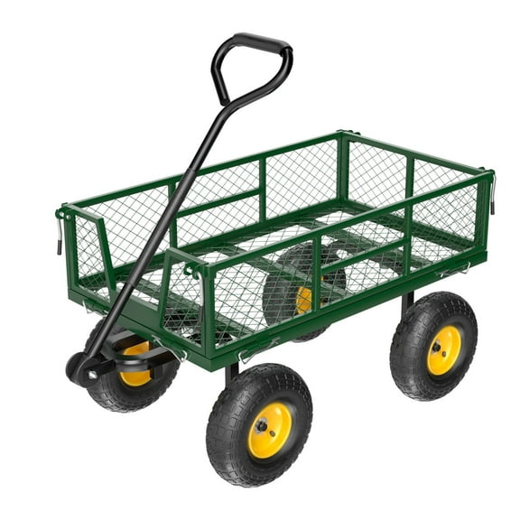 Zimtown 108x51x92cm Heavy Duty 880lb Folding Garden Cart with Removable Sides 10in All Terrain Wheels for Outdoor, Green