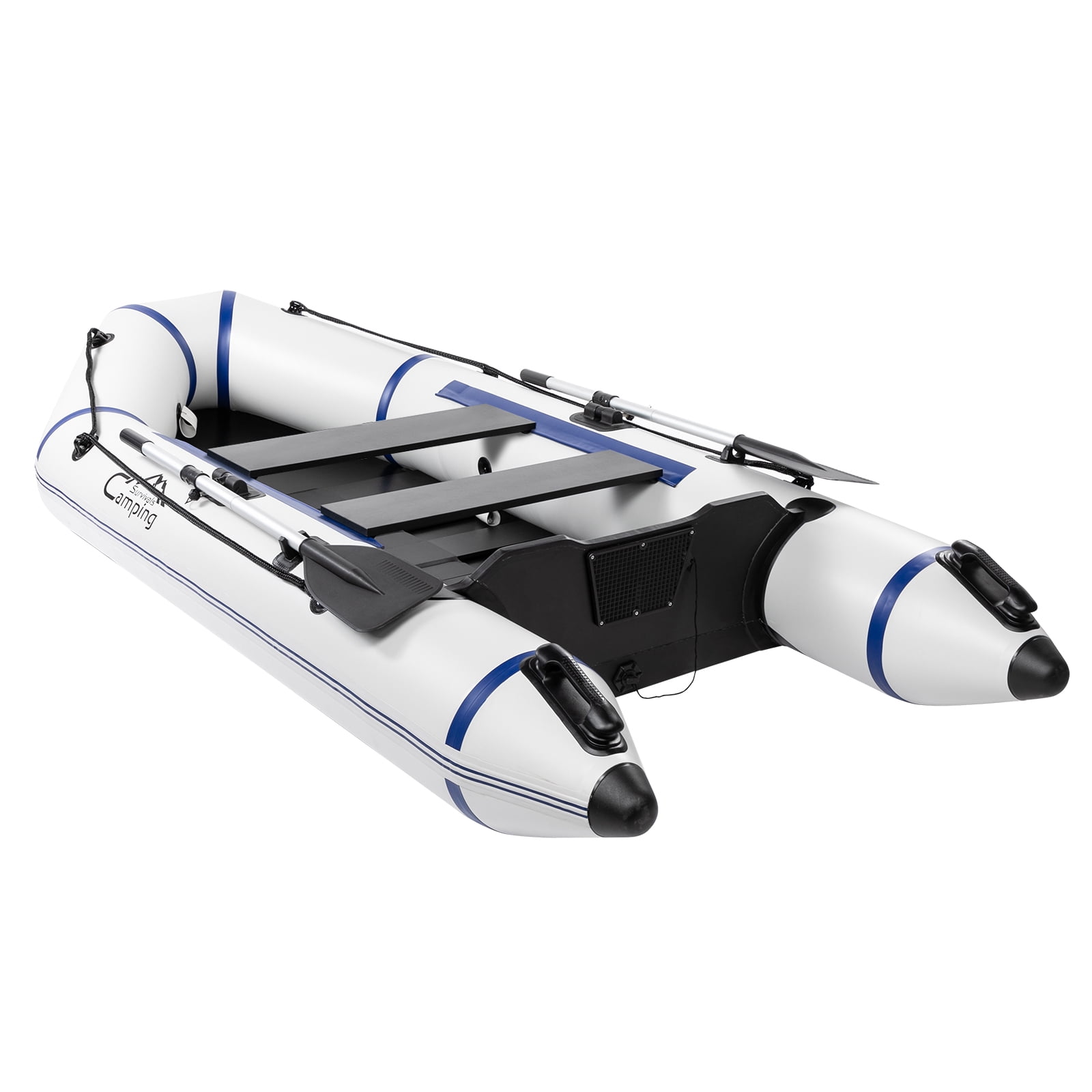 Zimtown 10ft Inflatable Fishing Boat with Oars and Paddle, Suitable for Water, Gray/White