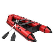 Zimtown 10ft Adult Inflatable Fishing Boat, with Oars and Pump, Red/Black