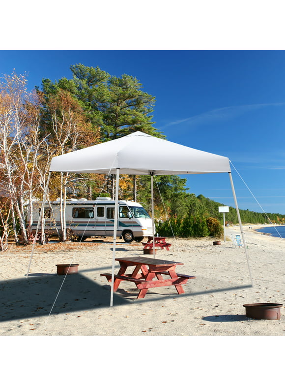 Zimtown 10ft x 10ft Base/8ft x 8ft Outdoor Pop up Tent Folding Gazebo Beach Canopy White