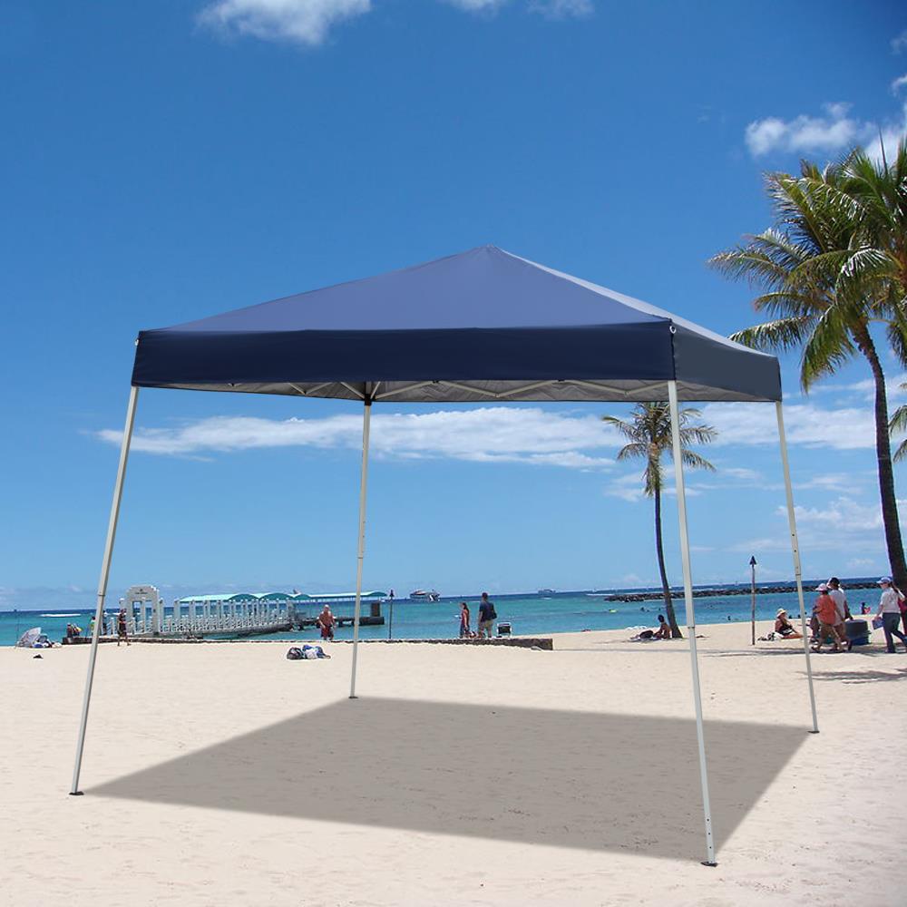 Zimtown 10ft x 10ft Base/8ft x 8ft Top Canopy Pop up Wedding Party Tent Folding Gazebo Beach Canopy Blue with Carry Bag - image 1 of 7