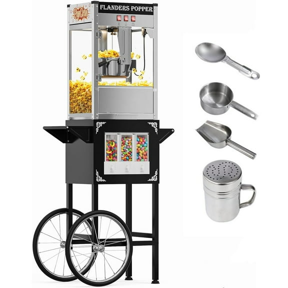 Zimtown 10oz Commercial Popcorn Maker with Cart & Candy Dispenser, 4 Gallon Popper, Black