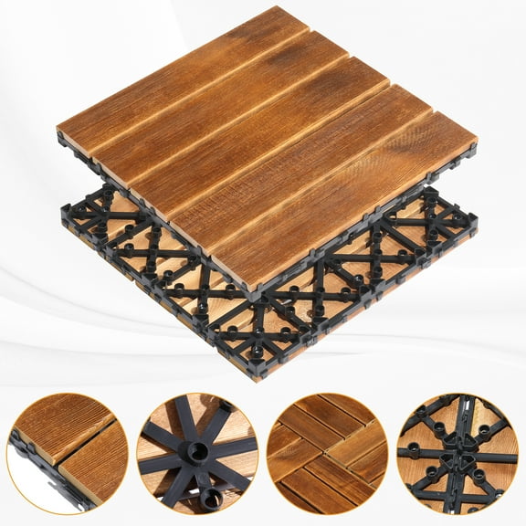 Zimtown Deck Tiles 11.8"x11.8" (27 Pcs ) Wooden Interlocking Flooring Tiles