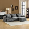 thumbnail image 1 of Zimtown 111"W L-Shaped Modular Sectional Sofa, Oversized Chenille Sofa Bed, 3-Seat Modern Cloud Sofa Couch with Ottoman for Living Room, Gray, 1 of 10