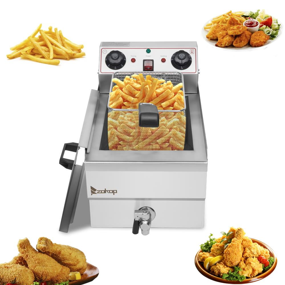 Zimtown Commercial 12L 5000W Professional Electric Countertop Deep Fryer  Dual Tank Stainless Steel for Restaurant