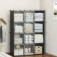 thumbnail image 1 of Zimtown 12 Cube DIY Storage Organizer, 42''L x 18''W x 56''H Portable Closet, Stackable Clothes Wardrobe Cabinet w/Doors, Black, 1 of 7