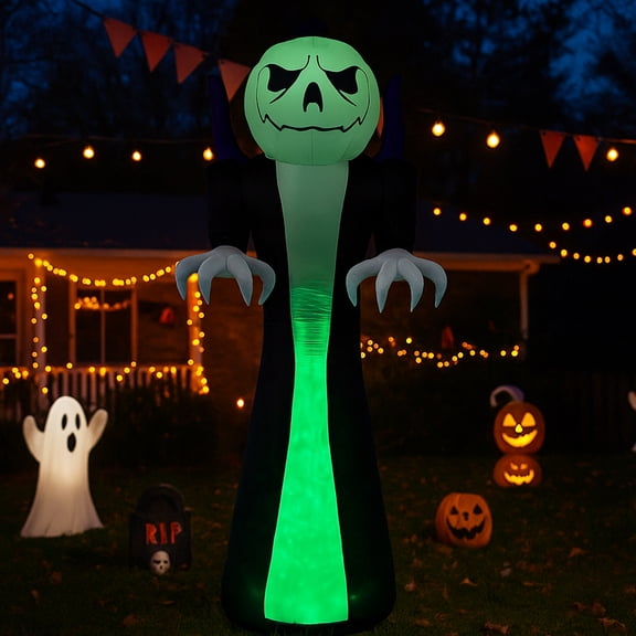 Zimtown 12 FT Halloween Inflatables Ghost Outdoor Halloween Decoration w/ Pumpkins Head