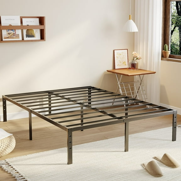 Zimtown 12 inch King Size Bed Frames Heavy Duty, Metal Platform Bed No Box Spring Needed, Black