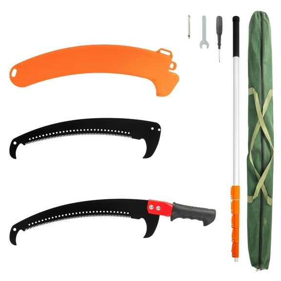 Zimtown 12FT Pole Saw Pruner, Telescopic Tree Trimmer with Carbon Steel Blade, No Ladder Needed, Orange