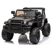 Zimtown 12V Battery Powered Ride on Truck Cars with Remote Control, Electric Vehicles Ride-on Toys with Suspension, LED Lights, Black