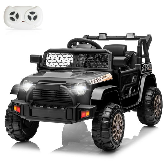Zimtown 12V Battery Powered Ride on Truck Cars with Remote Control, Electric Vehicles Ride-on Toys with Suspension, LED Lights, Black