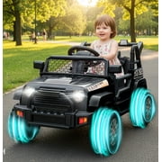 Zimtown 12V Kids Ride On Truck Car w/Parent Remote Control, LED Lights - Black