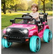 Zimtown 12V Kids Ride On Truck Car w/Parent Remote Control, LED Lights - Pink