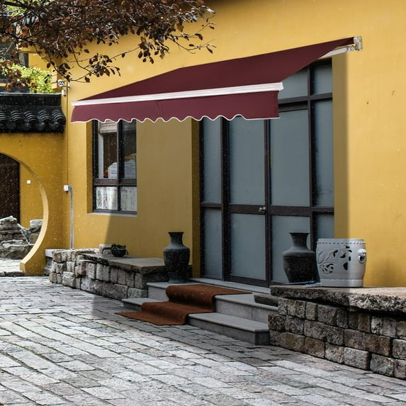 Zimtown 12x10 ft Retractable Patio Awning Wine Red