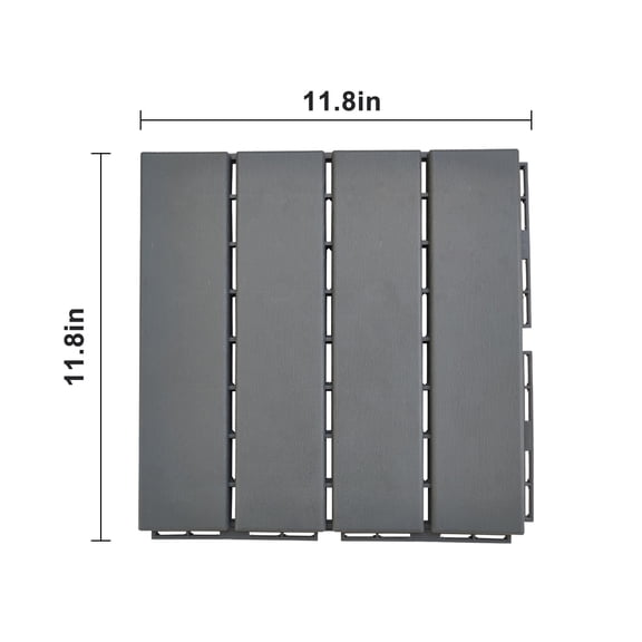 Zimtown 12x12 Inch Interlocking Deck Tiles - Quick-Lock Waterproof Flooring for Outdoor Porch, Poolside & Balcony, Slip-Resistant Gray PVC Composite