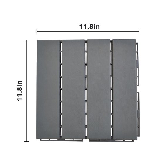 Zimtown 12x12 Inch Interlocking Deck Tiles - Quick-Lock Waterproof Flooring for Outdoor Porch, Poolside & Balcony, Slip-Resistant Gray PVC Composite