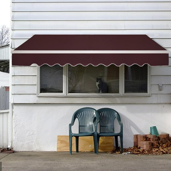 Zimtown 13x8 ft Retractable Patio Awning Wine Red