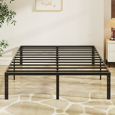 Zimtown 14 inch Queen Size Bed Frames Heavy Duty, Metal Platform Bed No Box Spring Needed, Black