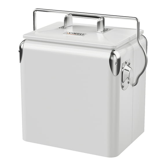 Zimtown 14qt Small Cooler Ice Chest, Beach Cooler, Insulated Portable Cooler for Barbeques, Camping, Picnics White