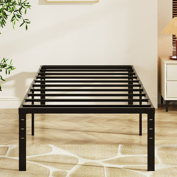 Zimtown 16 inch Twin Size Bed Frames Heavy Duty, Metal Platform Bed No Box Spring Needed, Black