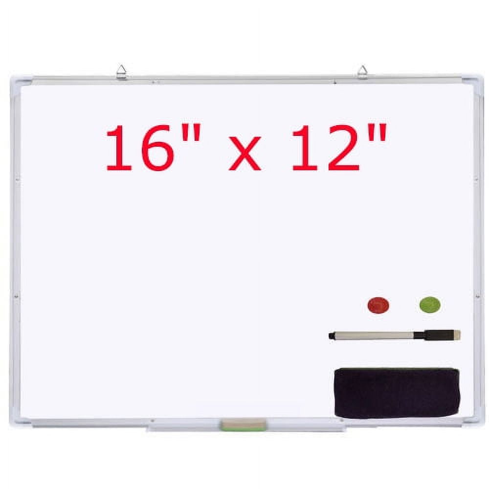 Navaris Magnetic Dry Erase Board - 16 x 24 inches Decorative White Board  for Wall with Design, Includes 5 Magnets and Marker