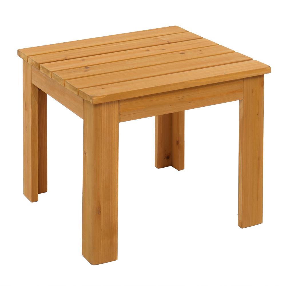 Zimtown 18" Fir Wood Square Side Slatted Table Natural Color, Wooded End Table for Garden, Living Room, Balcony, Porch - image 1 of 9