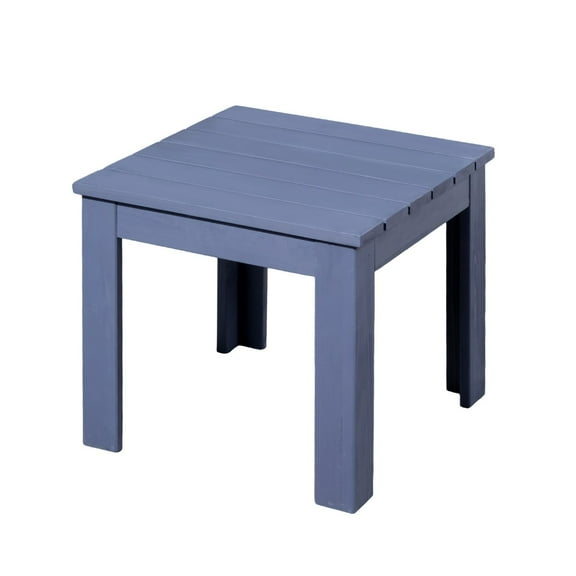 Zimtown 18 Inch Square Wooden Outdoor Side Table with Slatted Top for Patio, Navy Blue