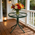 thumbnail image 1 of Zimtown 18in Round Tempered Glass Outdoor Patio Side Table, Metal Frame End Table, Green, 1 of 8
