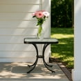 thumbnail image 1 of Zimtown 18" Square Tempered Glass Outdoor Patio Side Table, Metal Frame End Table, Black, 1 of 8