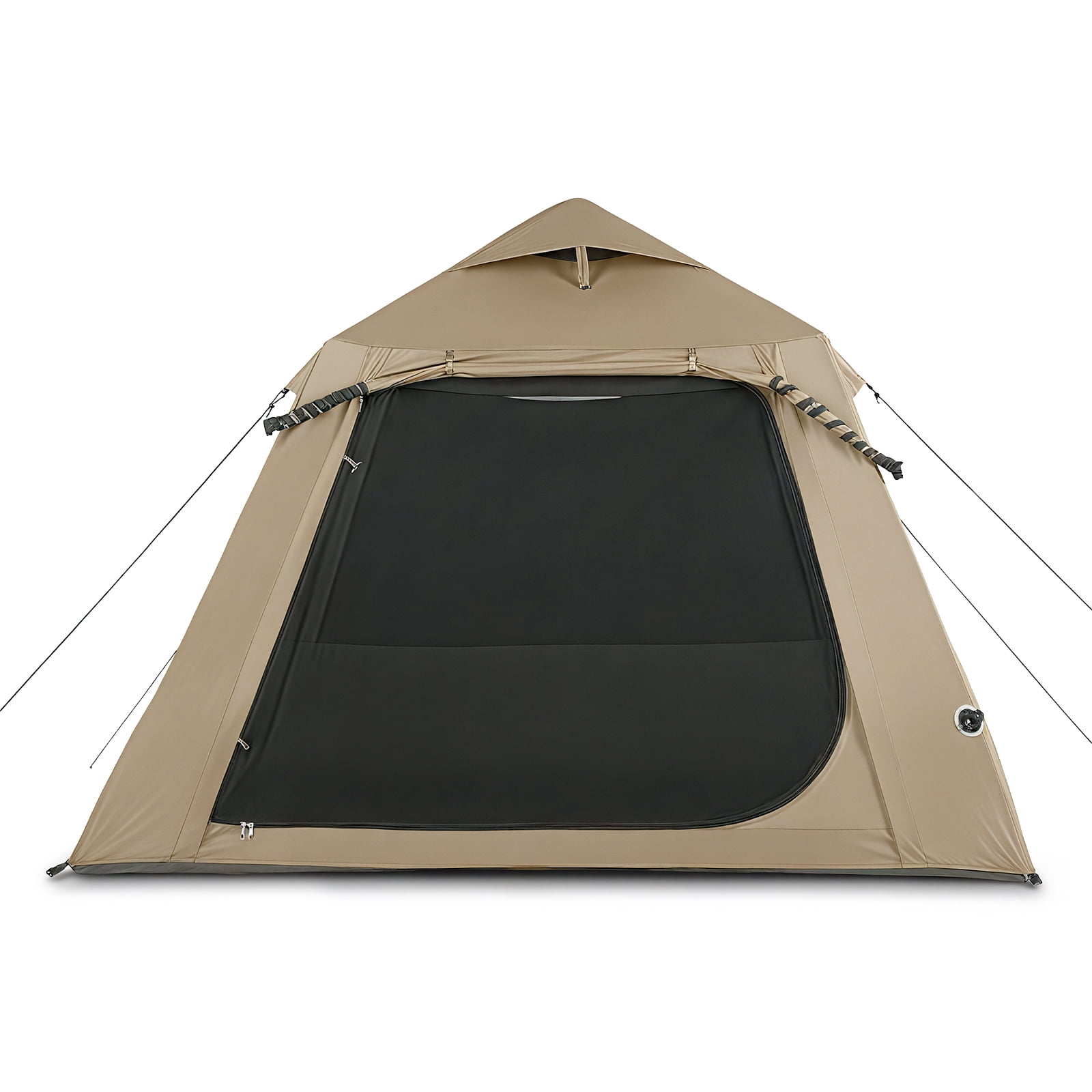 Zimtown 2-4 People Inflatable Tent with Hand Pump for Camping, Easy Setup Air Glamping Tents with Extra Canopy, Camping Tent for Family, Khaki