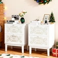 thumbnail image 1 of Ktaxon 2-Drawer Nightstands Set of 2 White , Side Table End Table  with Cutout Design Decorative Bedside Tables for Bedroom Festive Christmas Home Storage Furniture, 1 of 10