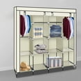 thumbnail image 1 of Zimtown 2 Hanging Clothes Rack Organizer Closet Armoire Durable Storage Wardrobe Beige, 1 of 7