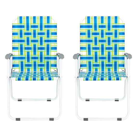 Zimtown 2 Pack Lawn Chair Folding Web Set Beach Chair Camping Chair Blue
